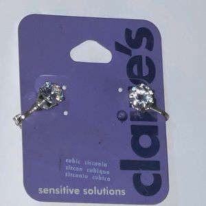 Claire’s Sensitive Solutions Round Rhinestone Clip Earrings
